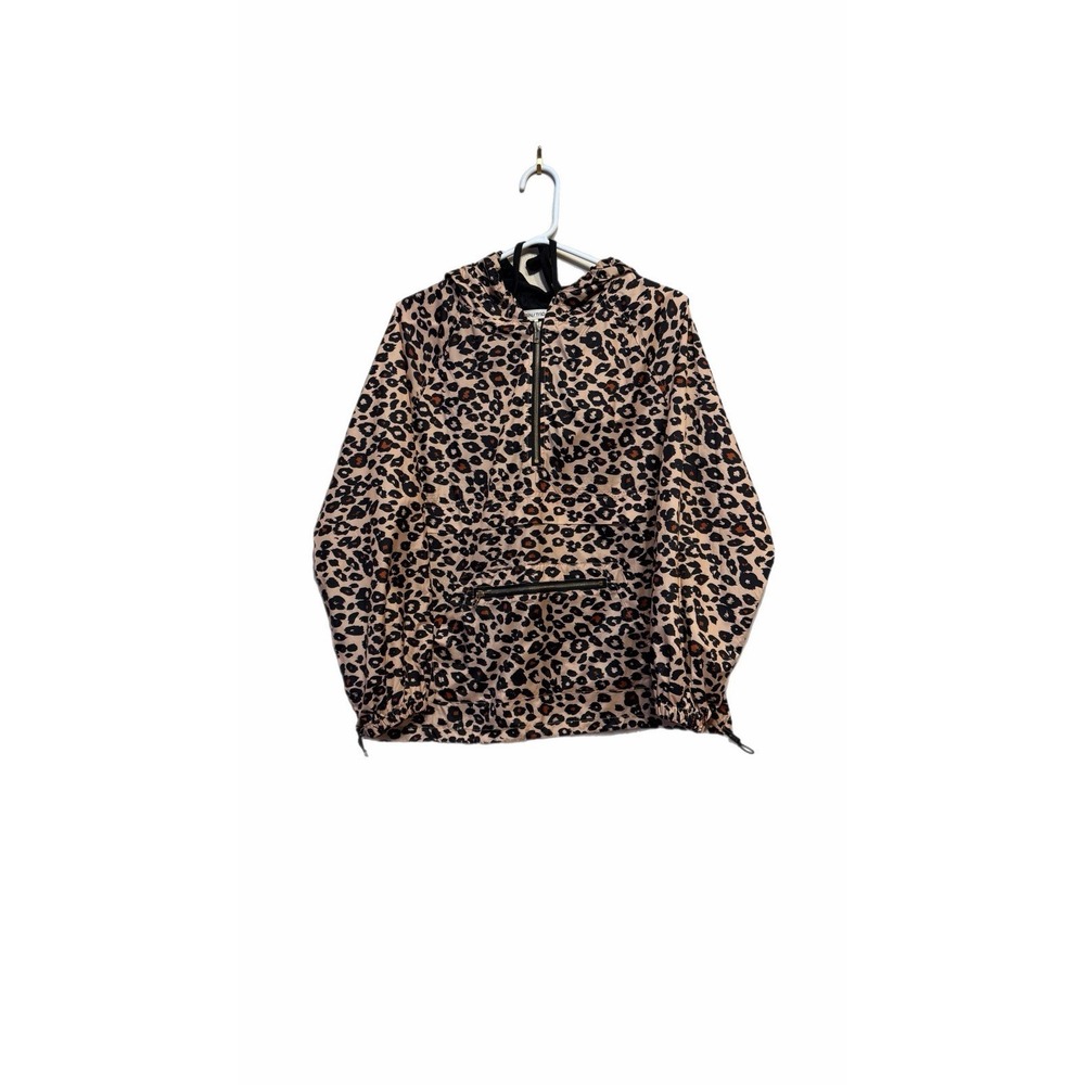 Main Strip Windbreaker Women's Rain Shirt Black andd Brown 1/4 Zip Med